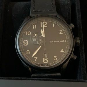 Michael kors black leather strap men’s watch